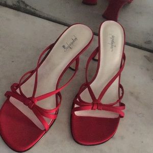 Red slip on sandals